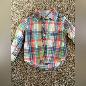 Carter's Baby Boy Colorful Plaid Button Down Shirt Size 12 Months